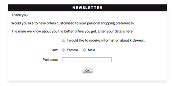 Email open rates: H&M newsletter