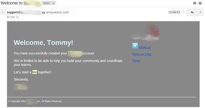 Welcome email