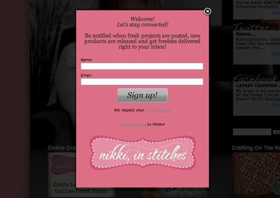 Lead Gen examples: Pop-up