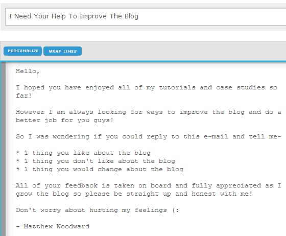 blog feedback email template