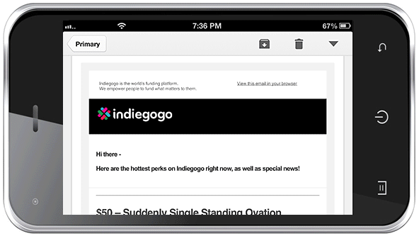 Mobile Email Example - Indiegogo - January 2026 Mobile Email Example: Indiegogo - January 25, 2026