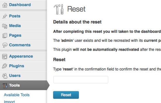 WordPress Reset