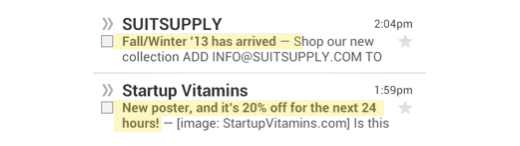 image showing how Android wraps the subject line