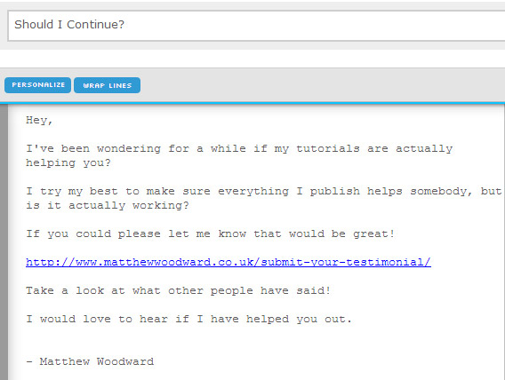 testimonial email template