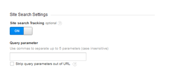 Site Search toggle on Google Analytics
