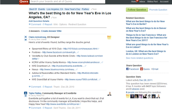 Lead gen examples: Quora