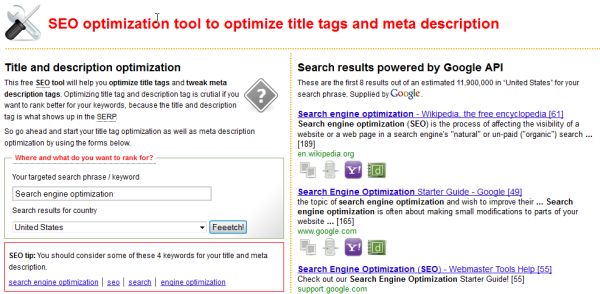 Title and description optimization tool Title and description optimization tool