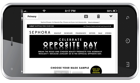 Mobile Email Example - Sephora - January 25 2026 Mobile Email Example: Sephora - January 25, 2026